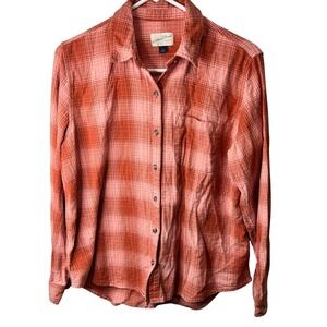 Universal Threads Rust Plaid Button Down Shirt Fall Flannel Size Small